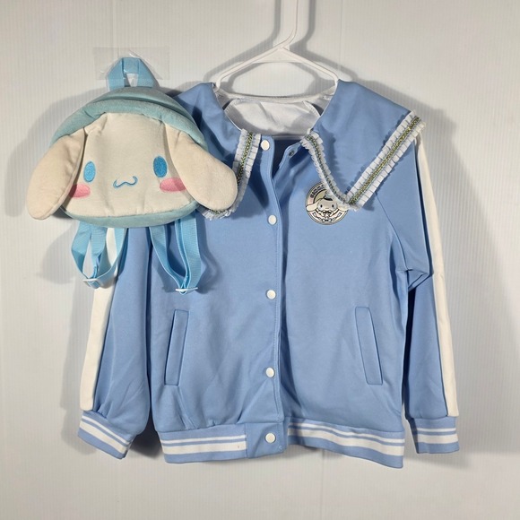 Kids Blue Sanrio Cinnamoroll Bomber Jacket Sailor Collar Lond Sleeves an a Bag - Picture 8 of 13
